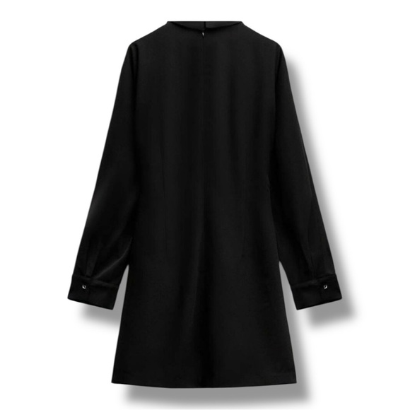 🖤 ZARA Black Choker Neck Long Sleeve Mini Dress – Size L| Sleek & Sexy - Picture 6 of 7